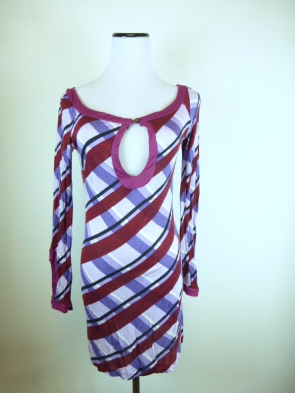 DONDUP DRESS TUNIC PURPLE black plaid art to wear Italy 36 S